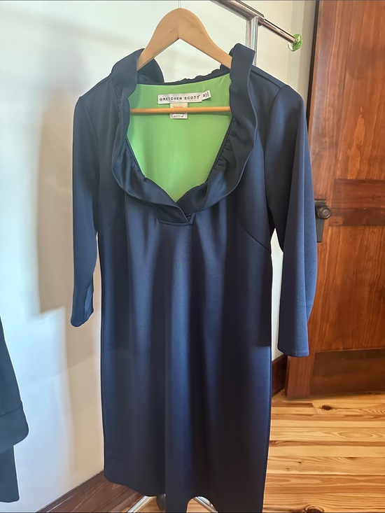 Gretchen Scott Designs Dresses & Skirts - Gretchen Scott Designs Navy Ruffle-Neck Long Sleeve Dress